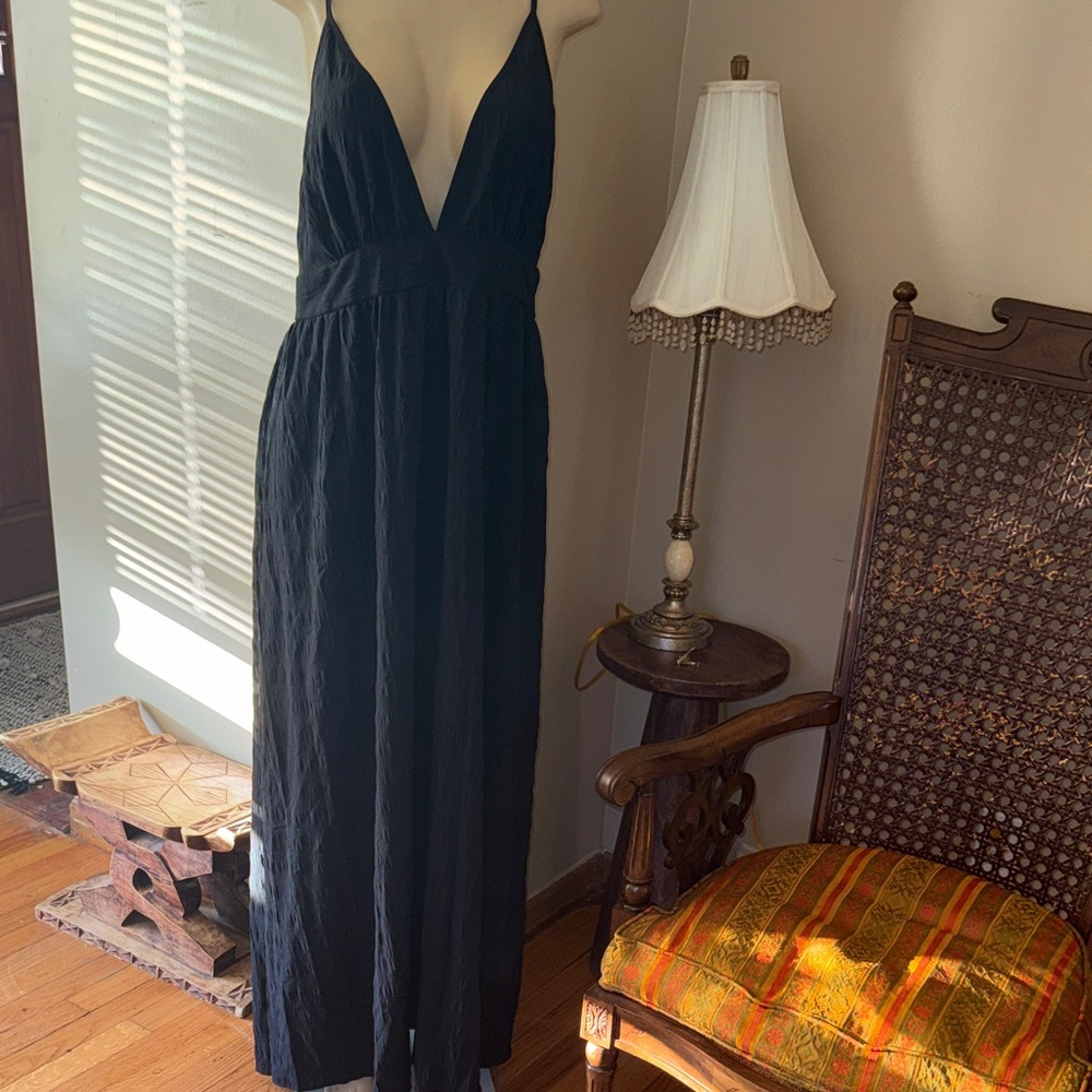 SHEIN Black Plunge Maxi Dress